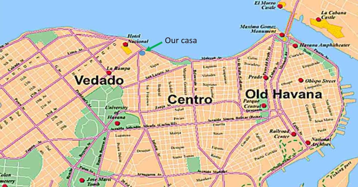 kart av Havana Cuba nabolaget