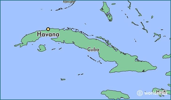 Havana Cuba på kartet