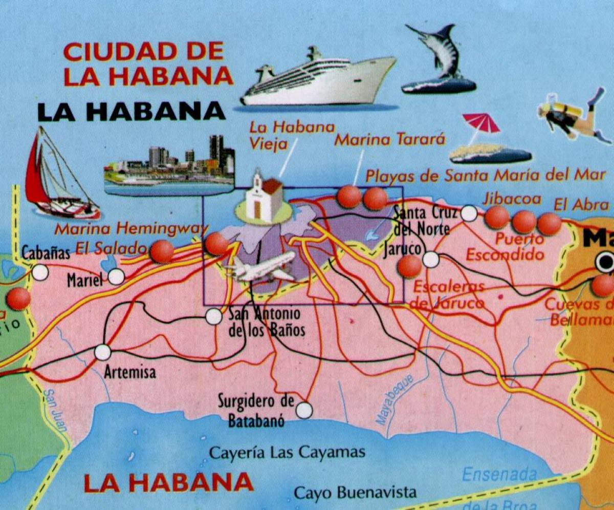 kart av Havana strender