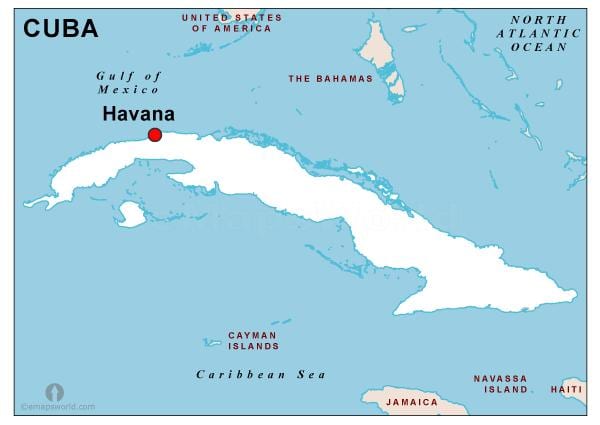 kart over hovedstaden i Cuba