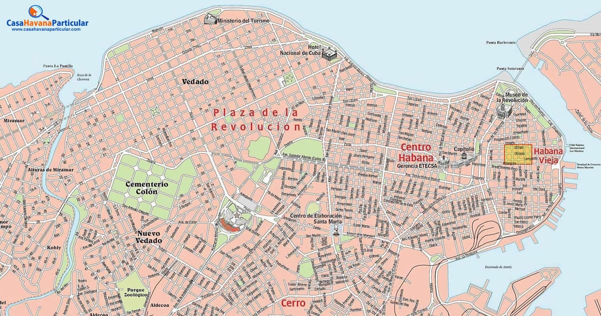 street map of old Havana, Cuba