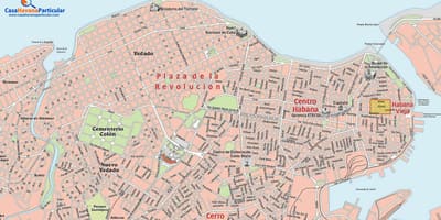 City street map of Havana, Cuba