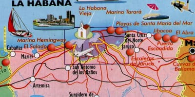 Kart av Havana strender