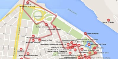 Kart av Havana walking tour