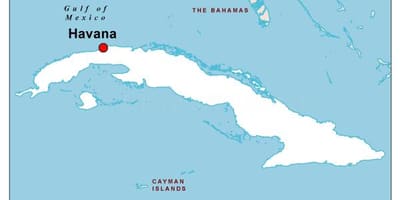 Kart over hovedstaden i Cuba